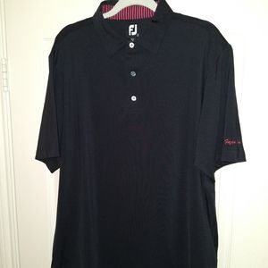 Footjoy FJ Black Short Sleeve Golf Polo Shirt Men's sz Large Fazio Team Logo